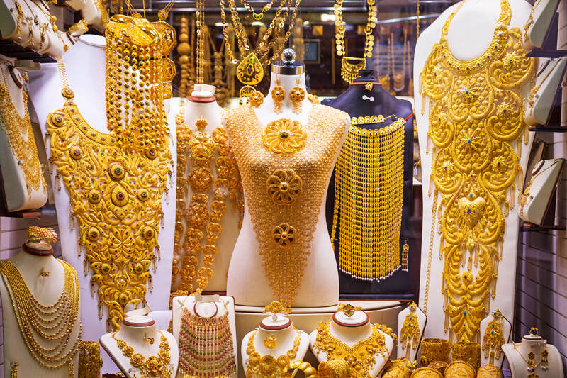 Gold on the famous Golden souk in Dubai Deira market
